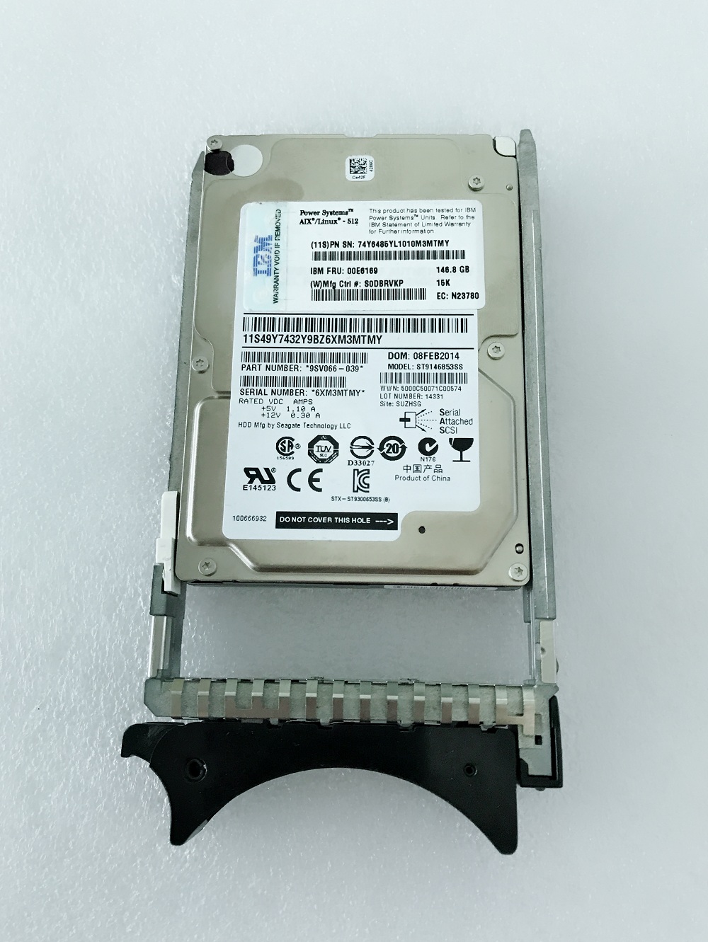 00E6169 IBM 146GB 15K SAS 6G 2.5" Hard Drive ST9146853SS * Pulled *